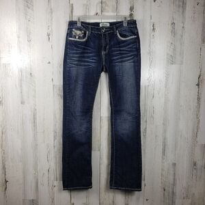 Gumm jeans dark wash straight leg denim jeans embellished pockets size 13-14